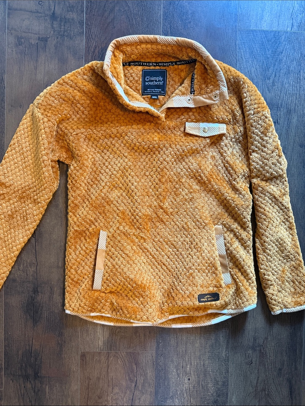 Simply Southern Mustard Quilted Plush Pullover
